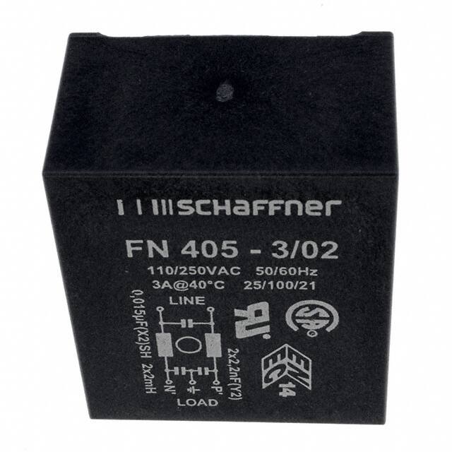 FN405-3-02 Schaffner EMC Inc.  Modules de filtrage de ligne électrique